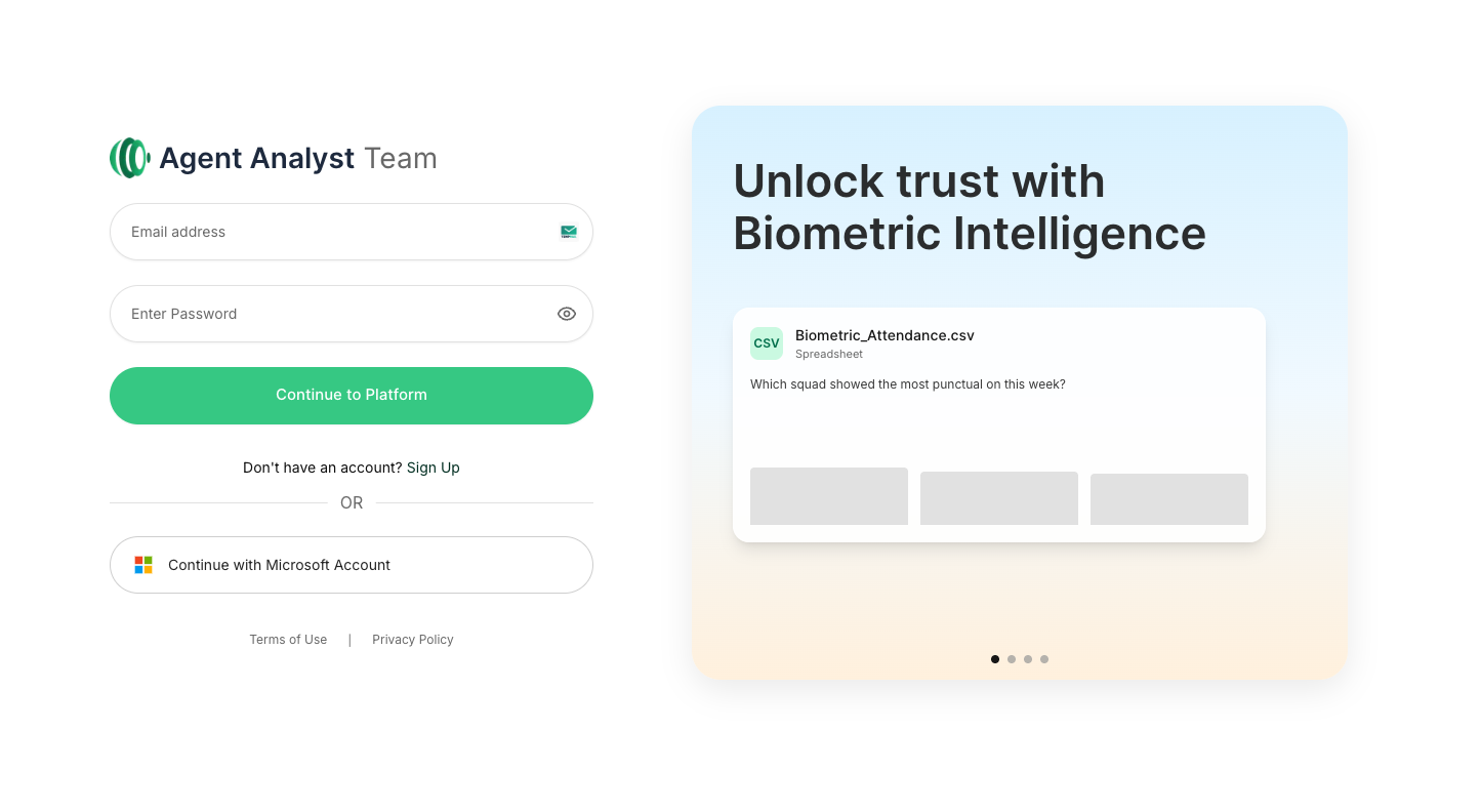 Login page