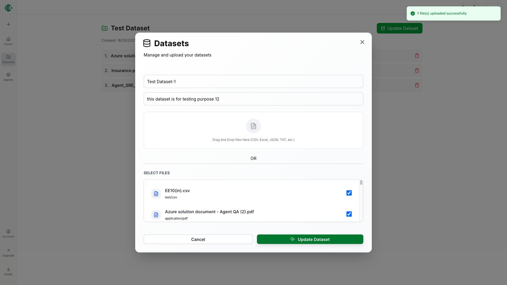 Manage Dataset Files